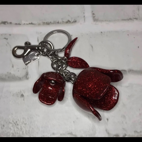 **SOLD**Coach Glitter Resin Tea Rose Bag Charm - Picture 5 of 5